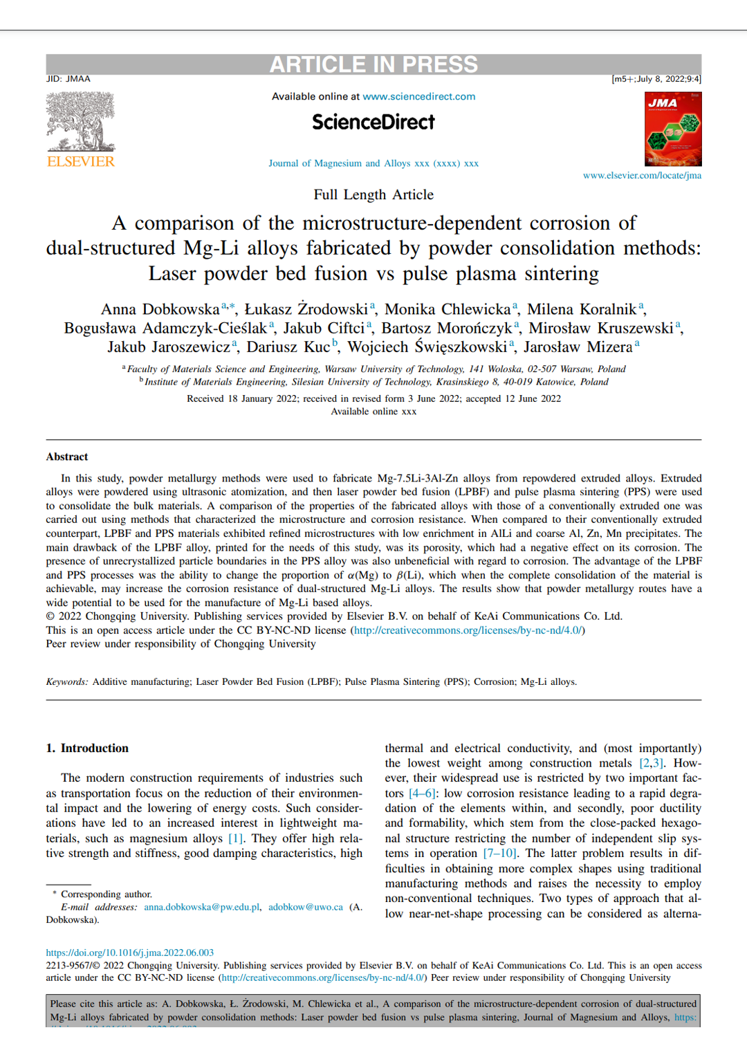 A comparison of the microstructure-dependent corrosion of dual-structured Mg-Li alloys fabricated by powder consolidation methods: Laser powder bed fusion vs pulse plasma sintering