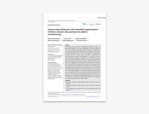 Filamenty na bazie polimerów z osadzonymi magnetokalorycznymi cząstkami stopu Ni-Mn-Ga Heuslera do produkcji addytywnej